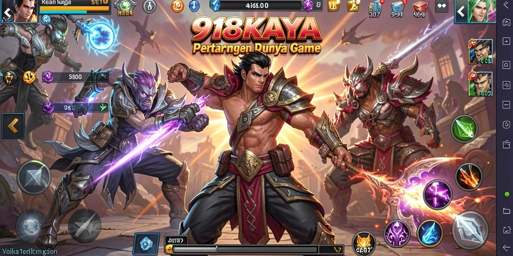 Screenshot menunjukkan aksi pertarungan sengit dalam 918KAYA.