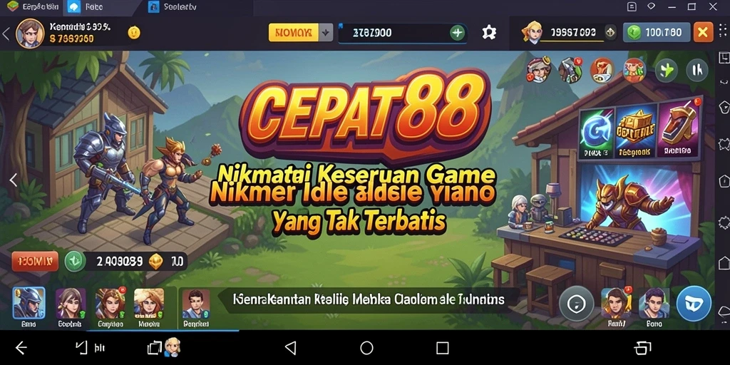 Tampilan menarik gameplay Idle dengan karakter yang berkembang secara otomatis.