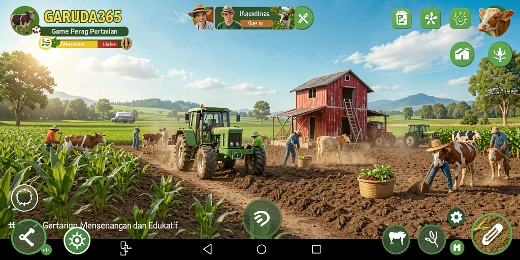 Tampilan gameplay menarik dengan aktivitas bertani yang seru.