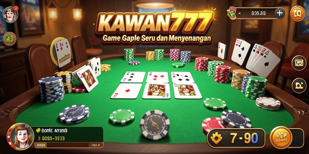 Screenshot gameplay KAWAN777 menampilkan suasana seru permainan Gaple.