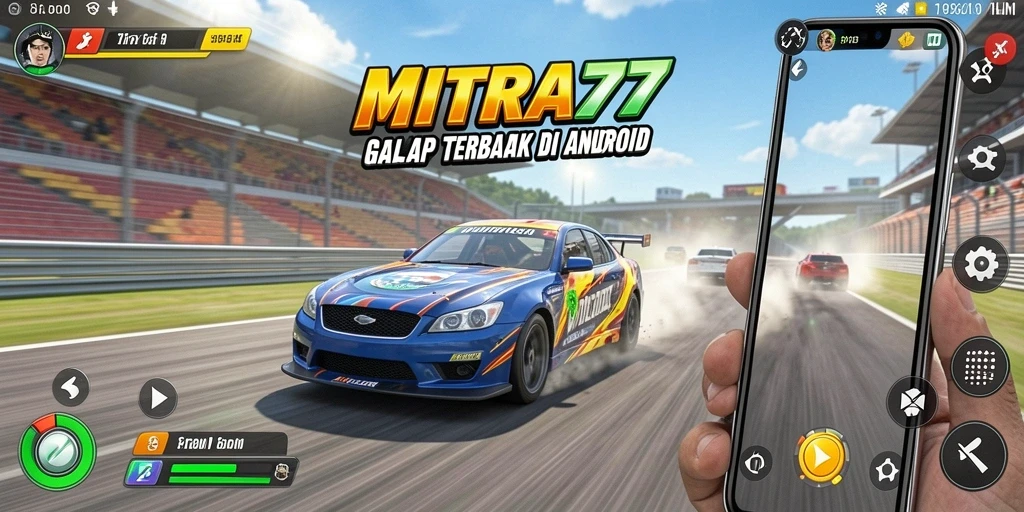 Tampilan gameplay balap yang dinamis dan seru di MITRA77.