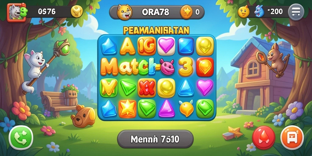 Tampilan gameplay menantang dalam ORA78 dengan elemen warna-warni.