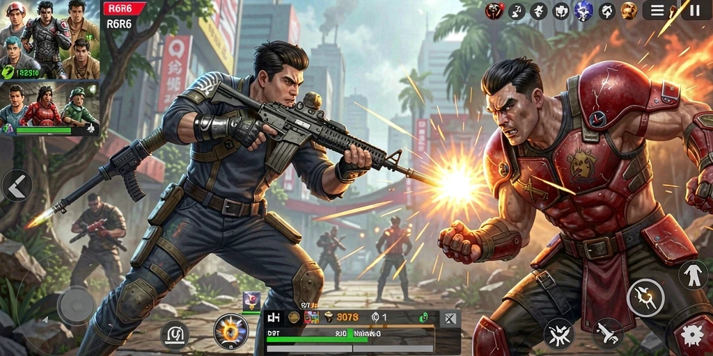 Screenshot menunjukkan aksi seru di R6R6 dengan grafis menakjubkan.