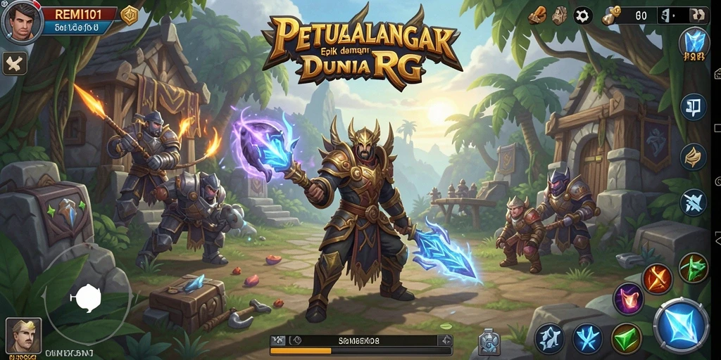 Screenshot gameplay menampilkan aksi seru di dunia RPG yang luas.
