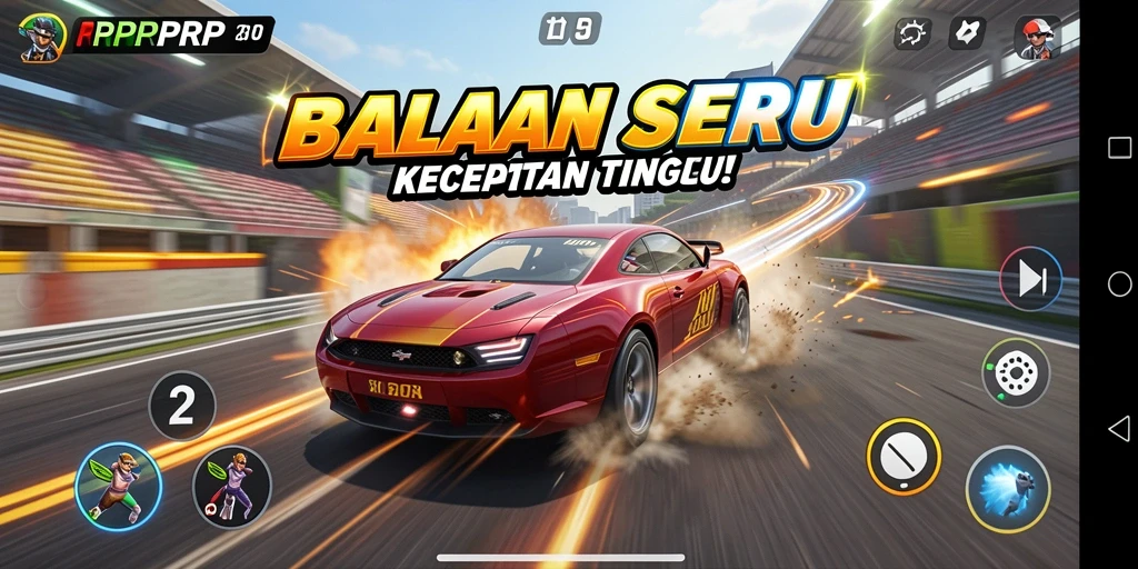 Gameplay balapan seru dengan kendaraan yang bertenaga.