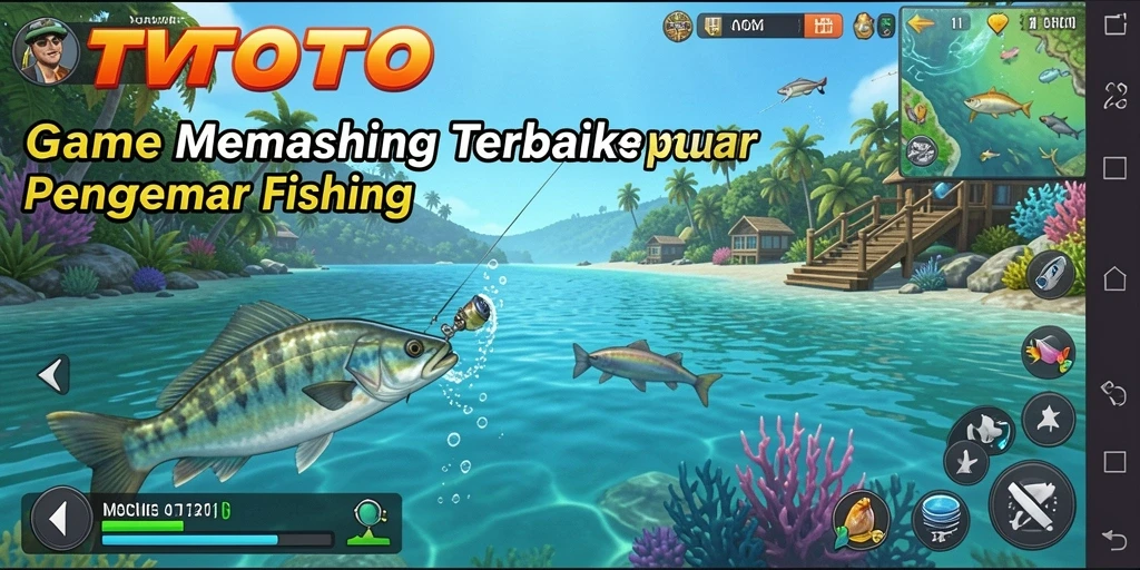 Gambaran menarik gameplay TVTOTO dengan iklan memancing.