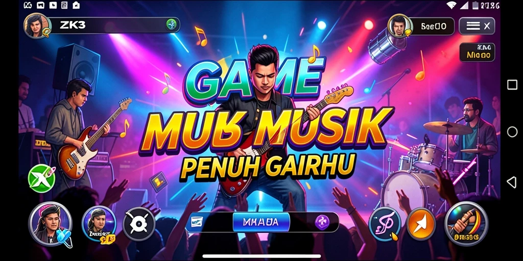 Screenshot ZK3 menampilkan pengalaman bermain musik yang seru.